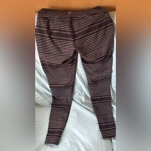 Athleta Black and Gray Striped Leggings
